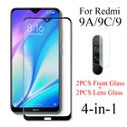 Закаленное стекло 4 в 1 для Xiaomi Redmi 9C 9 9A, Защитная пленка для экрана, взрывозащищенное стекло + пленка для объектива камеры Redmi 9 A C