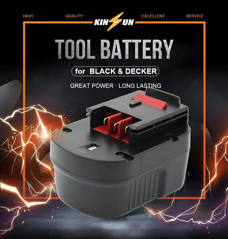 KINSUN Замена Мощность инструмент Батарея 12V 2.0Ah для BLACK&DECKER Аккумуляторная дрель электрическая отвертка A12 A12-XJ A12EX A1712 BD12PSK