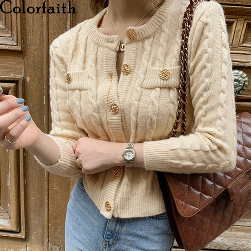 Colorfaith 2019 новые осенние зимние женские свитера однотонные Топы кардиганы с