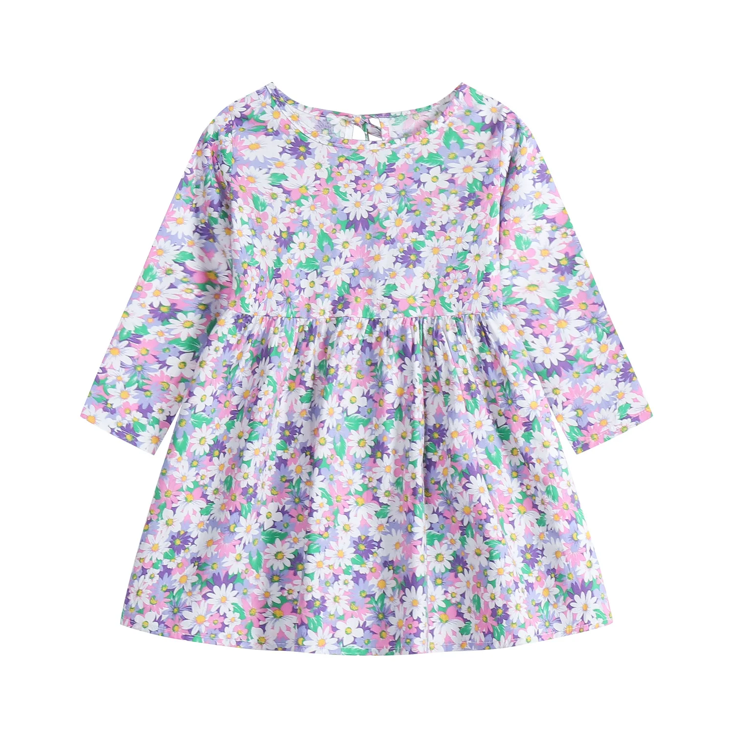 

Детское платье с длинным рукавом и цветочным принтом, в горошек