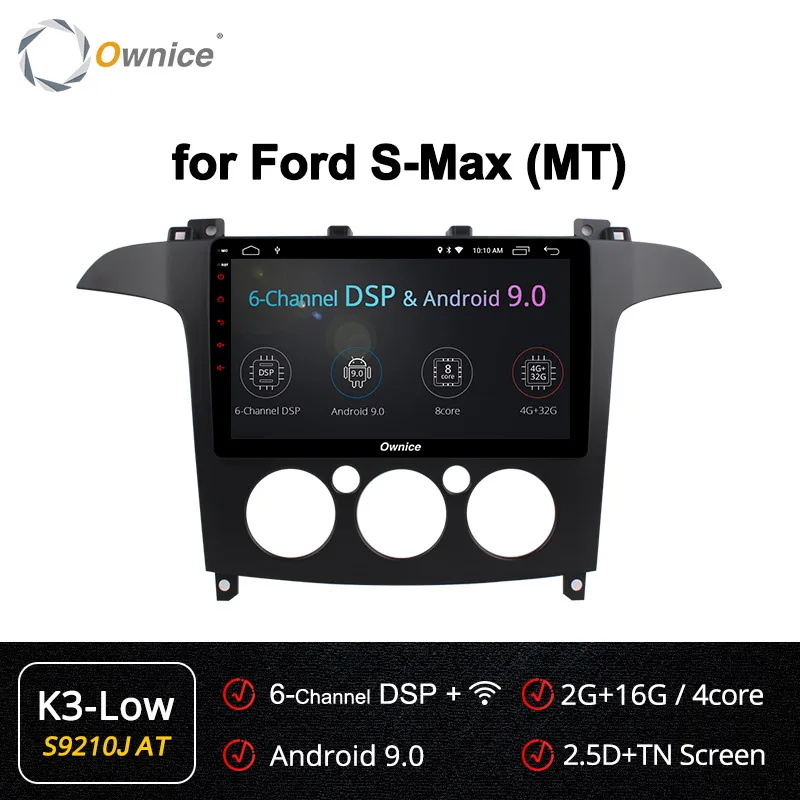 S9210-1 K3 LOW Ownice k3 k5 k6 4G LTE DSP Android 9,0 8 ядерный Радио стерео для Ford S-Max 2007 2008 автомобильный DVD gps Navi плеер 360 панорама оптический - Цвет: S9210-1 K3 LOW