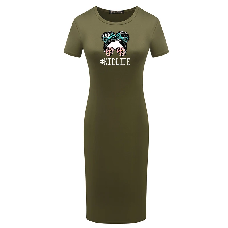 

2021 Women Dress Bodycon Modern Lady Print Short Sleeve Plus Size Summer Elegant Party Pencil Dress Vintage Robes Fashion