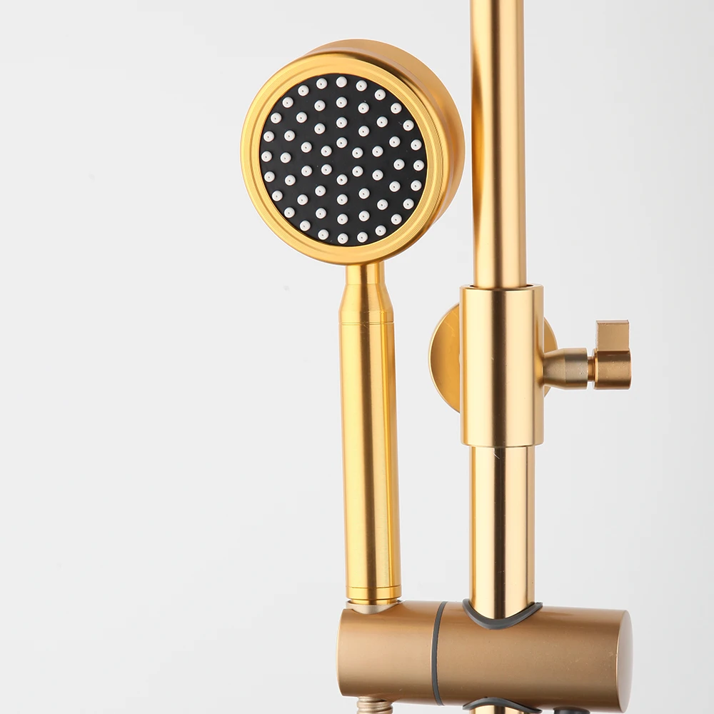 KEMAIDI Роскошный Матовый Золотой душевой кран Набор настенное крепление 10