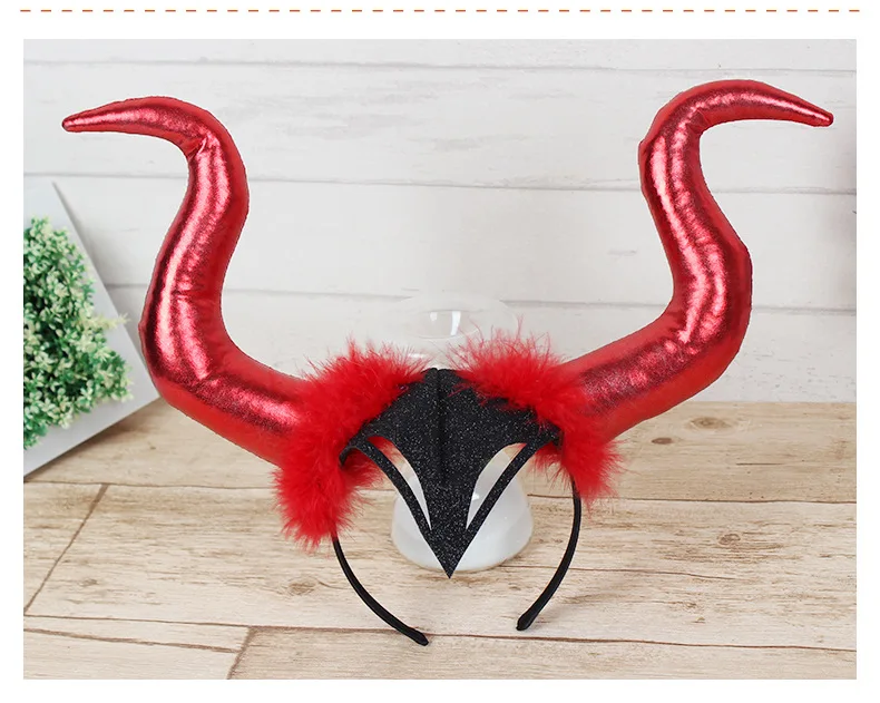 Maleficent Devil Horn ободок с рогом повязка для волос вечерние сувениры Хэллоуин косплей-реквизиты для вечеринки Рождество Хэллоуин бант для волос