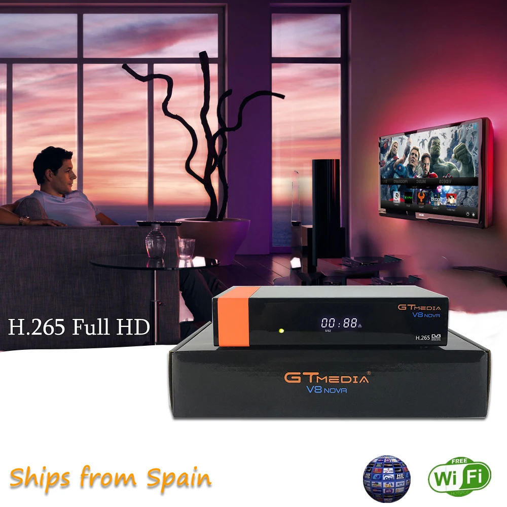 Спутниковый ресивер V8 Nova Gtmedia NOVA HD 1080P Europe Clines для 2 лет Испания встроенный Wifi ключ