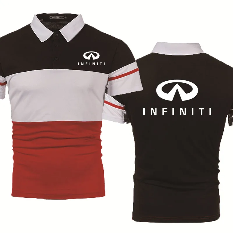 

NEW Summer Men's polo shirt INFINITI Car Logo printing high quality Cotton Splicing lapel-neck casual Men's short sleeve tops