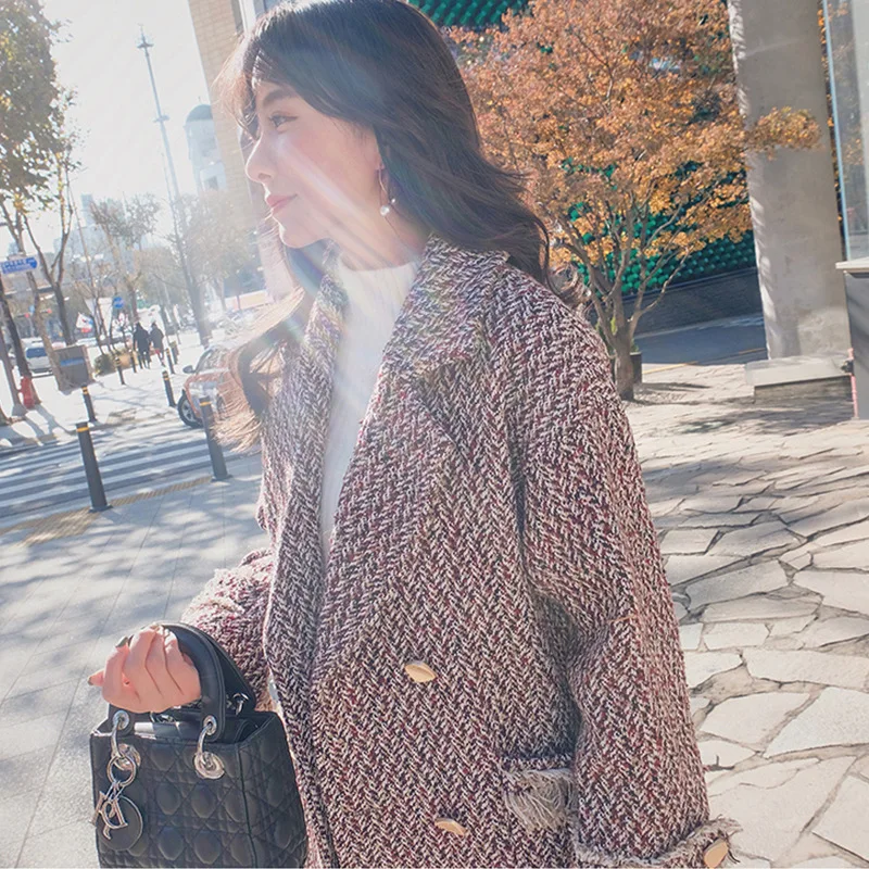 Overcoat Woman Winter Plus Size 5XL Fashionable Casual Female Loose Long Tweed Coat Warm Oversize Office Attire
