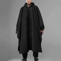 fashion men cloak coats hooded solid loose 2021 streetwear punk windproof mens trench chic winter long cape poncho incerun