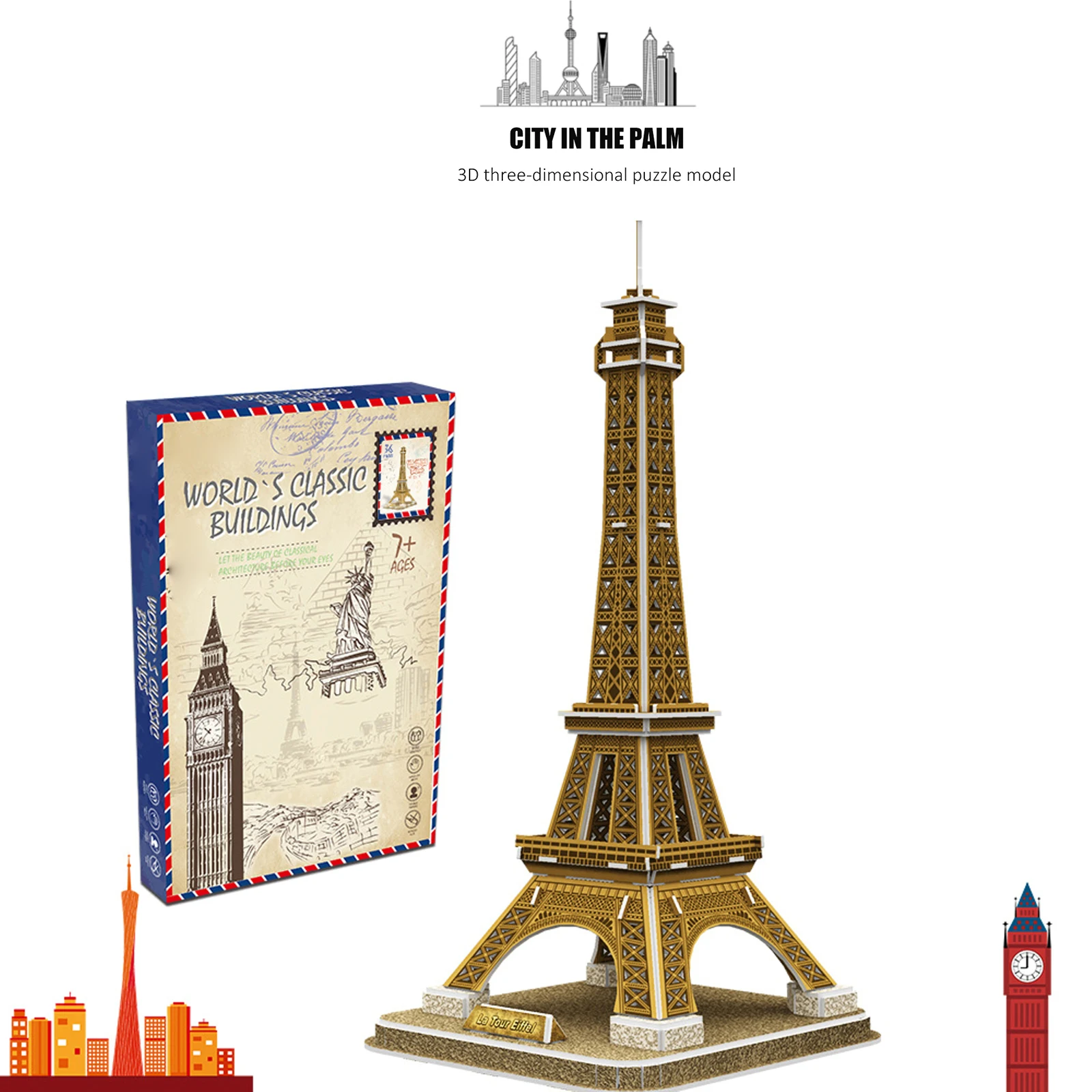 

1pc 3D Restore Painting Building Three-Dimensional Puzzle Model Puzzle Tower Puzzling Toy Children Education Brain Training