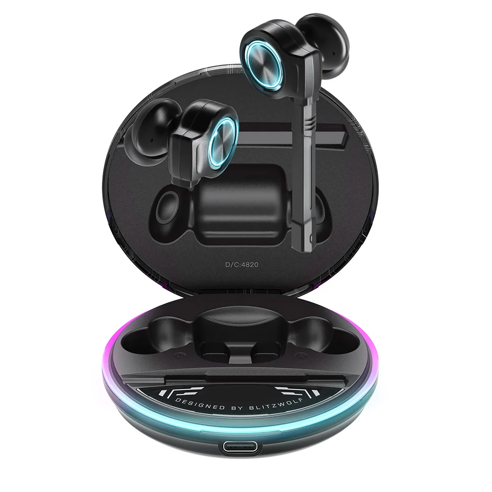 Bluetooth-наушники BlitzWolf BW-FLB3 TWS с RGB подсветкой со съемным микрофоном | Электроника