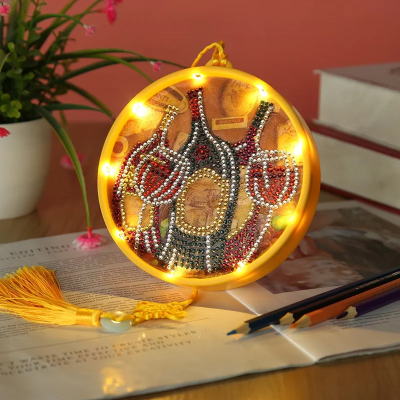 5D DIY Diamond Painting LED Night Light with Tassel Embroidery Hanging Lamp Oranments Home Table Derorations | Дом и сад