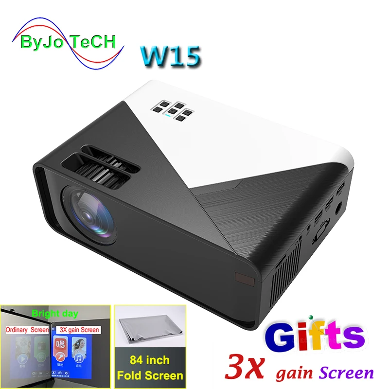 Светодиодный проектор ByJoTeCH W15 HD 1280x720 для домашнего кинотеатра с поддержкой 1080P