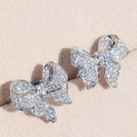2021 cute fashion zircon crystal stud earrings for women accessories engagement wedding jewelry girl gift luxury bow earrings
