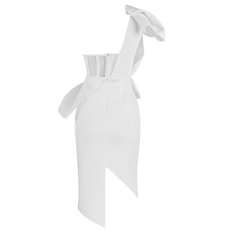 

Bevenccel High Quality White Summer One Shoulder Women Dress Sexy Ruffles Bodycon Elegant Dress Celebrity Party Dress Vestidos