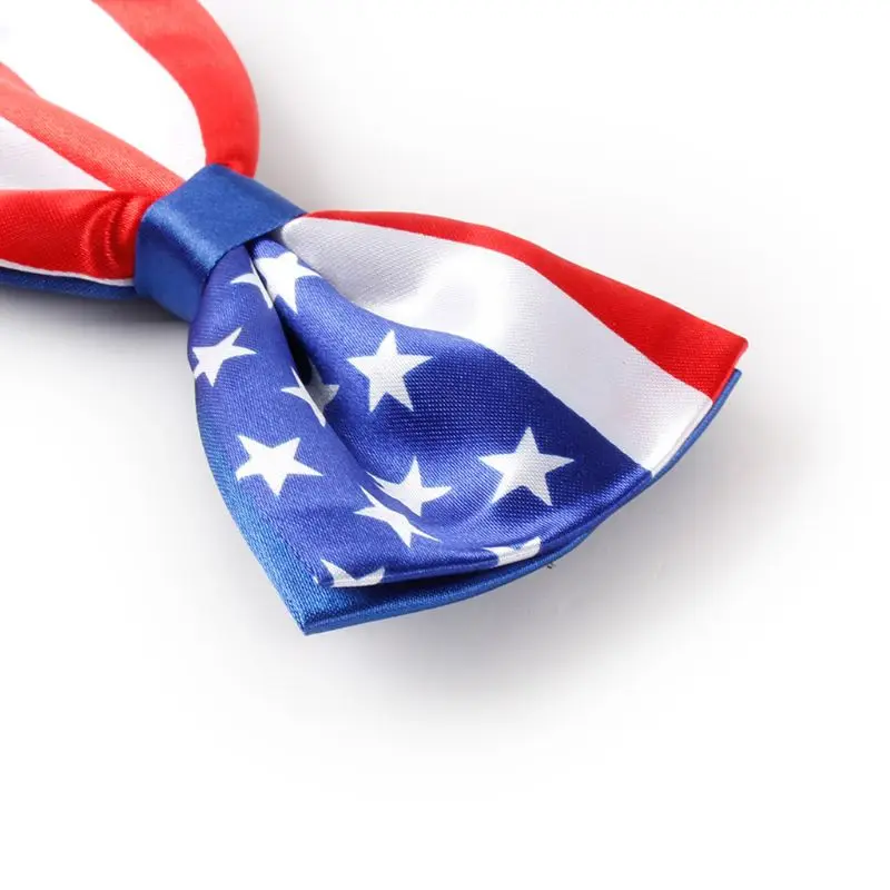 Мужской галстук бабочка с имитацией шелка в полоску со звездами принтом