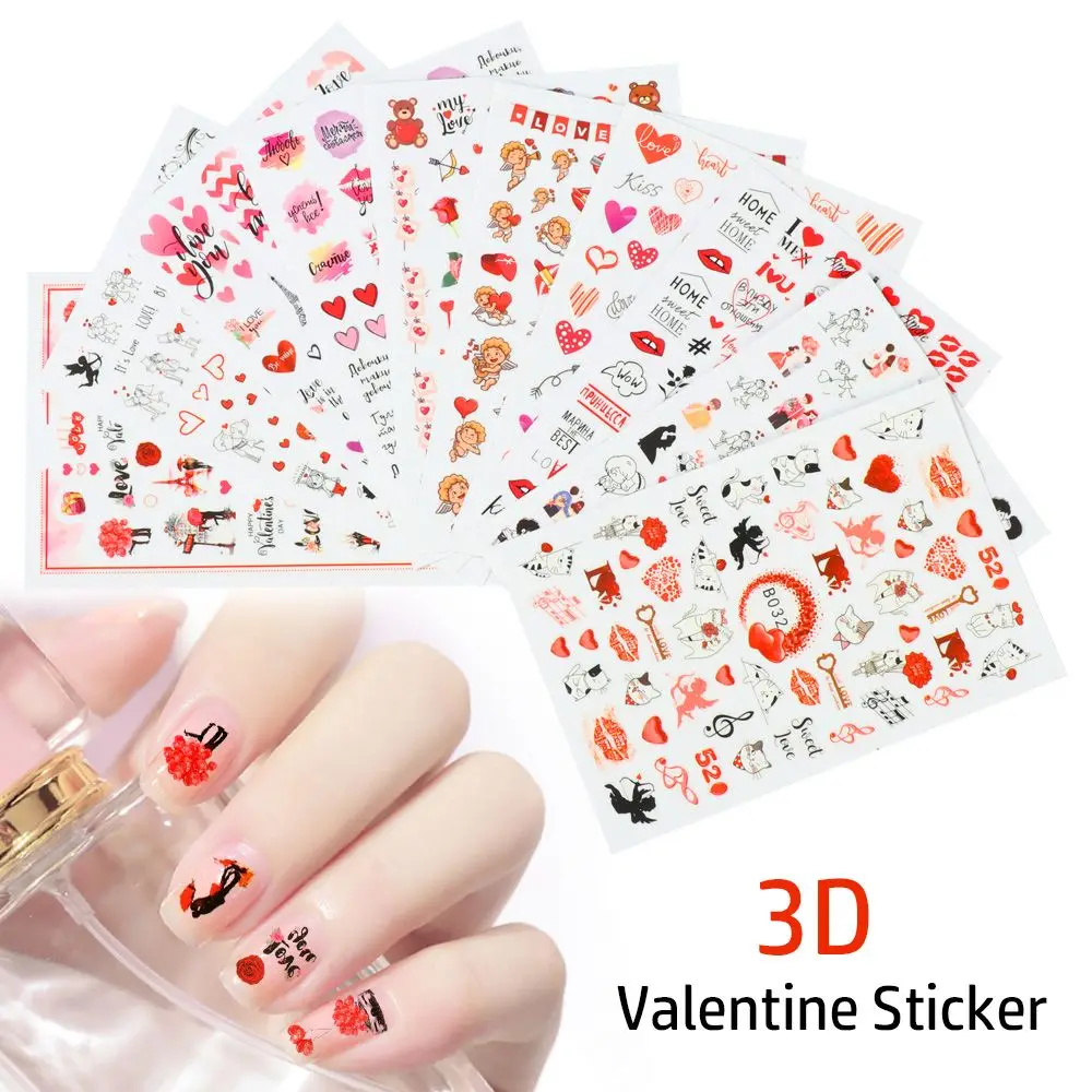 

Manicure DIY Red Heart Cupid Girl Valentine's Day Nail Art Decoration Nail Stickers Nail Decals 3D Valentine Sticker