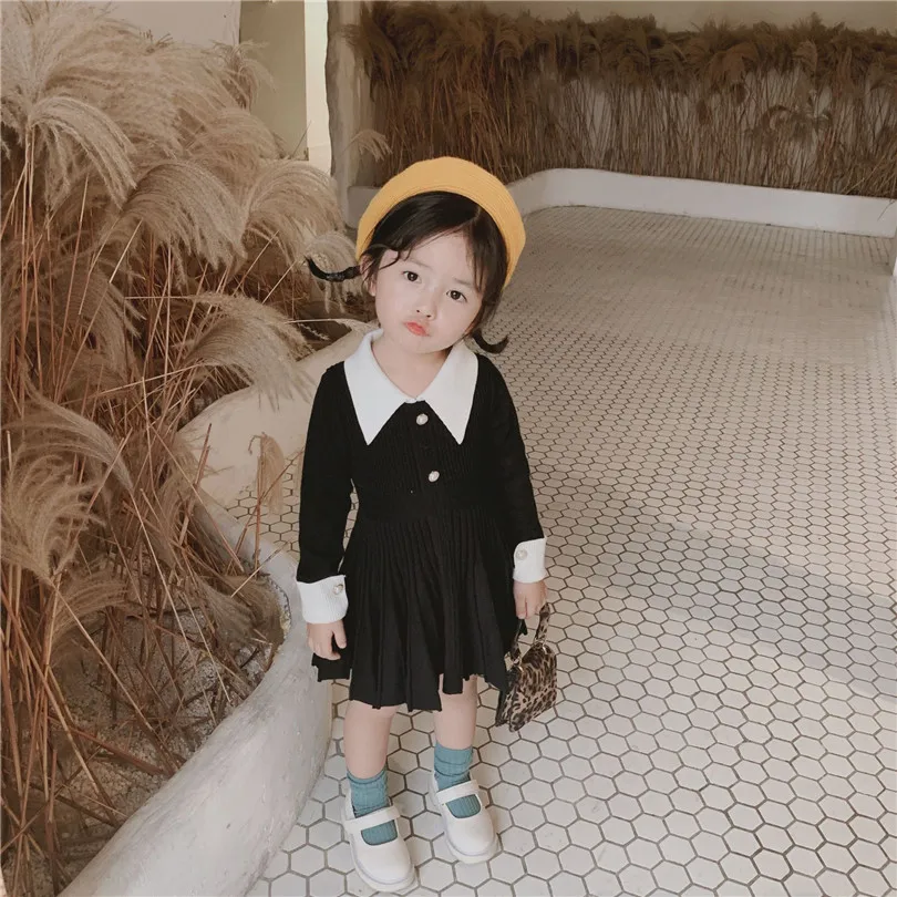 Вязаное платье для малышей сезон осень-зима консервативный стиль маленьких