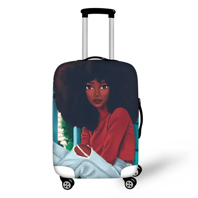 Чехол для багажа ELVISWORDS Afro Girl, водонепроницаемый чехол для путешествий, чехол для костюма, багажные бирки, портативный Эластичный Защитный чехол для костюма - Цвет: YQ3575