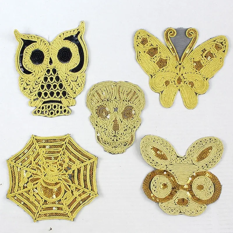 

10pcs/lot Large Sew Embroidery Patches Gold Eagle Fox Rabbit Butterfly Perfume Shirt Clothing Decoration Accessory Diy Applique