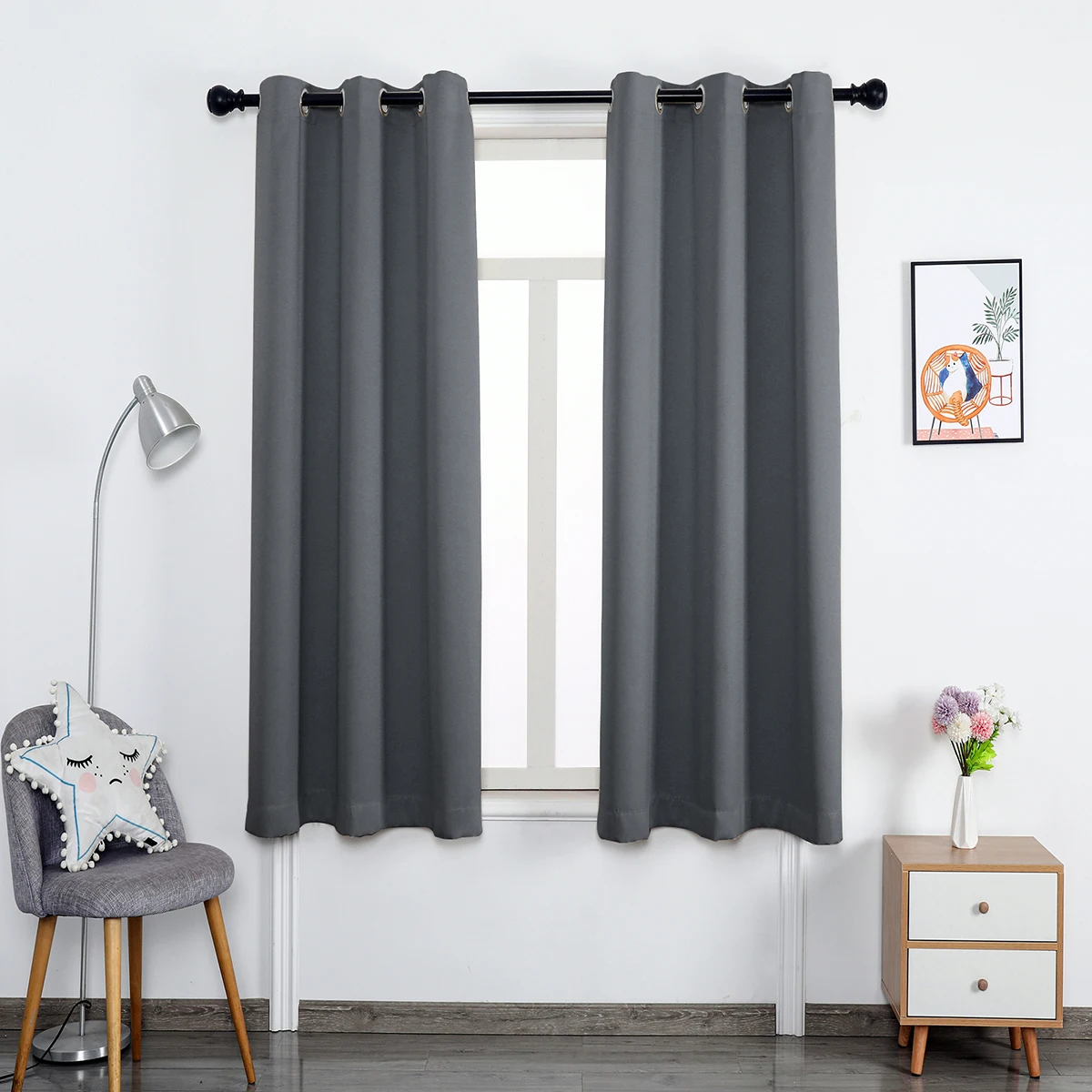 

Modern Blackout Curtains Finished Drapes Solid Colour Grommet Window Treatment Living Room Thermal Insulated Drapes cortinas