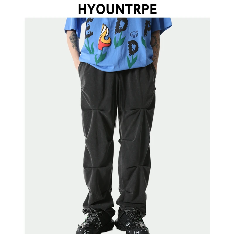 Hip Hop Loose Fit Elastic Waist Pants Fashion Pleated Ankle Mens 2020 New Spring Summer Casual Sportwear Joggers | Мужская одежда