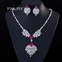fxlry 4 colors new trendy europe and america necklaceearrings fashion zinc alloy for lady necklace jewelry sets of party