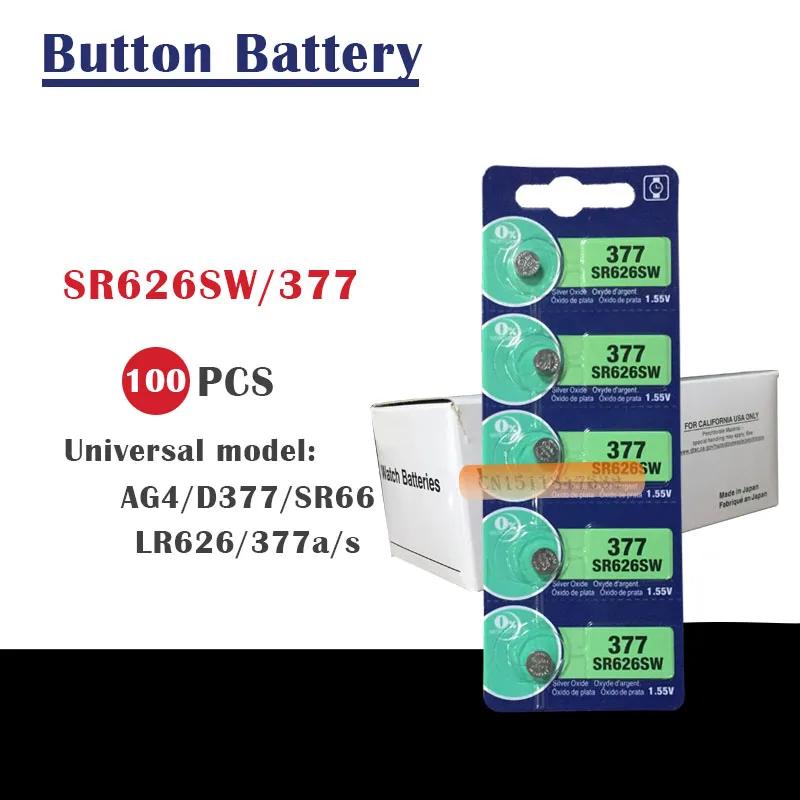 100 шт. 100% оригинал 377 SR626SW 626 SR626 V377 AG4 батарейный блок для часов Сделано в Японии|cell