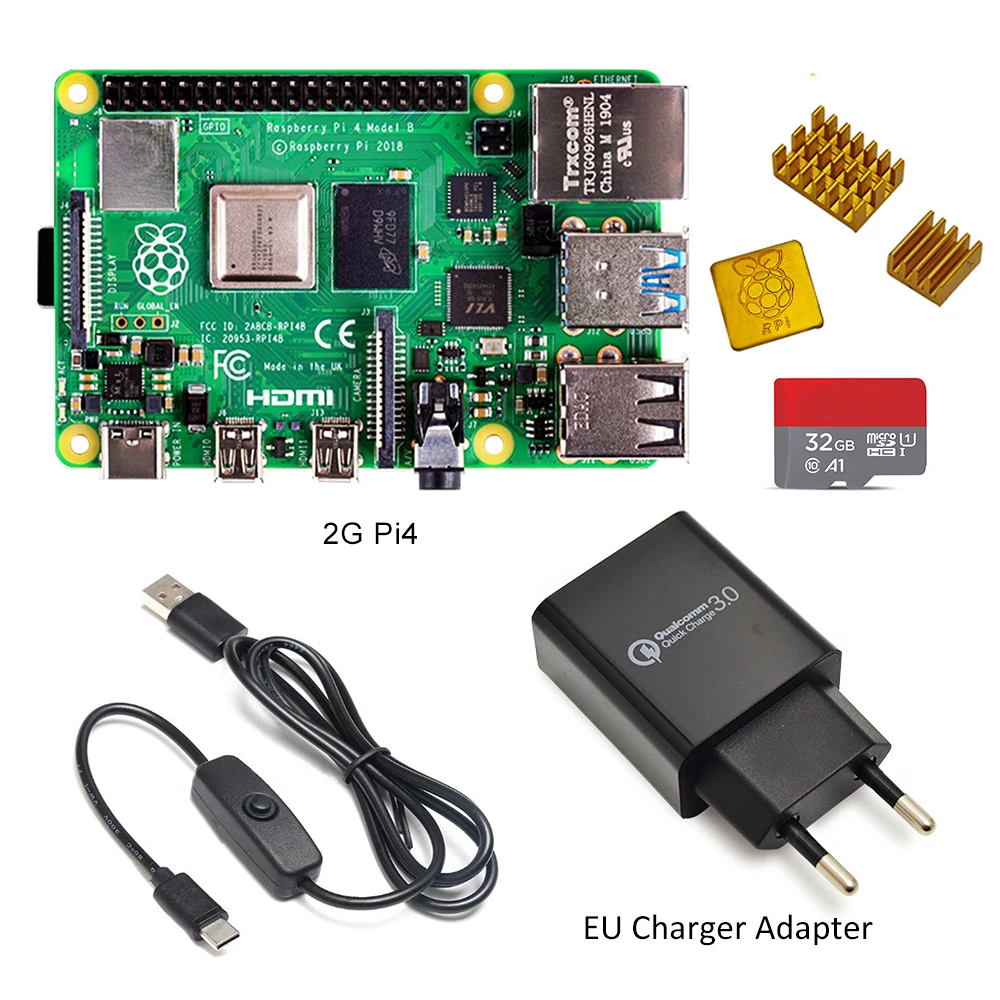 Raspberry Pi 4 Model B kit базовый стартовый комплект для телефона с выключателем питания и
