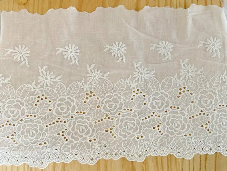 1 ярд белая хлопковая кружевная отделка вышитая с вырезами Цветочная | Дом и сад