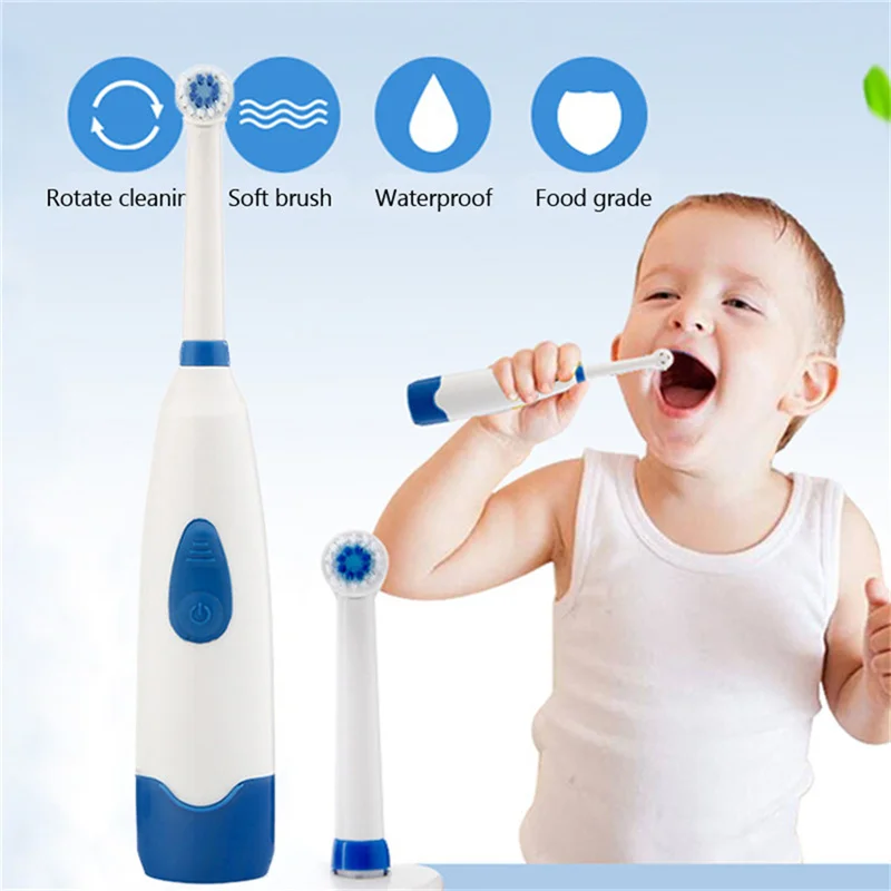 

Electric Toothbrush for Baby Kid Children Waterproof Rotating Teeth Whitening Oral Hygiene Tooth Brush With 2 Replace Brush Head