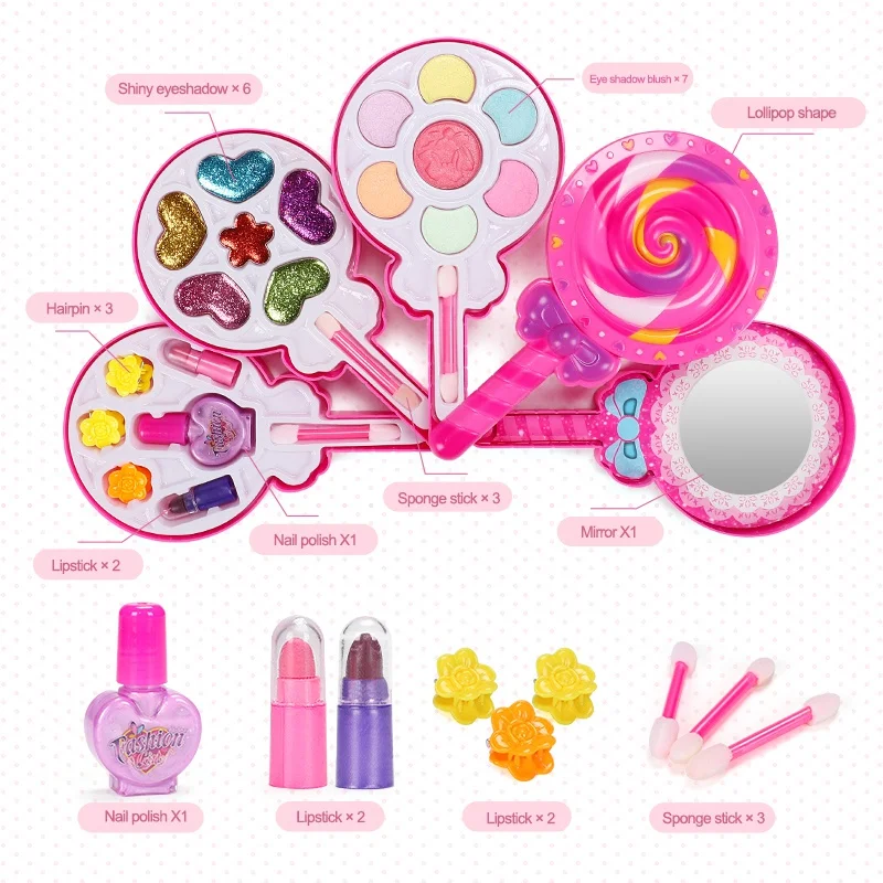 

Girls Makeup Box Sets Kids Non-Toxic Lollipop Cosmetics Beauty Toys Pretend Play Princess Children