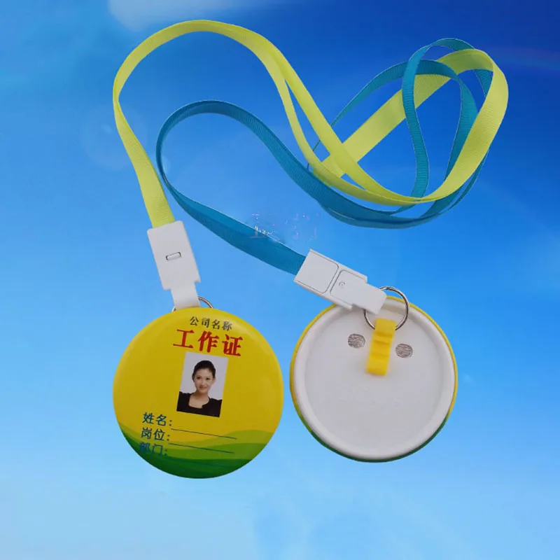 3 "75mm colgar la cuerda bot&oacute;n insignia materiales 100pcs-1