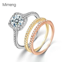 3pcsset large cubic zirconia wedding rings for women trinity color crystal lady elegant engagement luxury ring gift jewelry