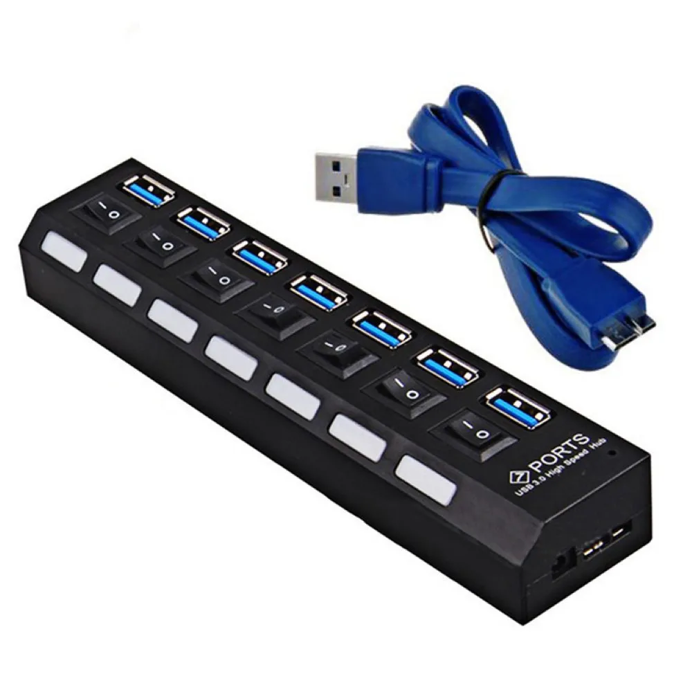 

USB-разветвитель с 7 портами USB 3,0, с выключателем питания