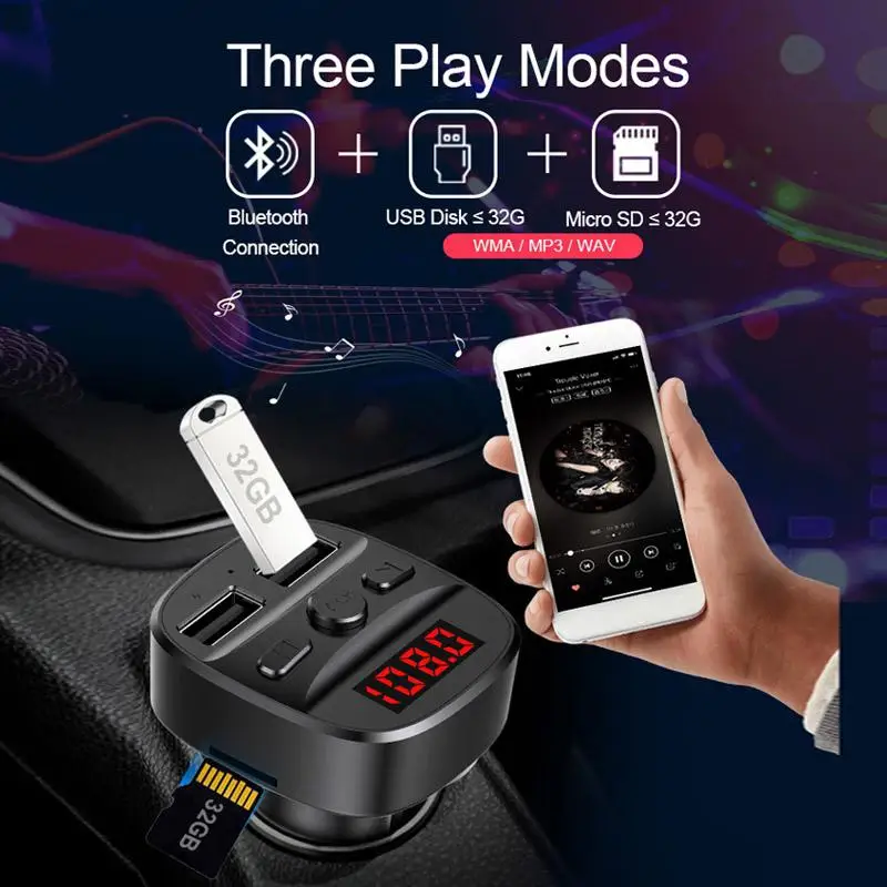 Группа вертикальный T60 Bluetooth5.0 автомобильный комплект беспроводной FM-передатчик