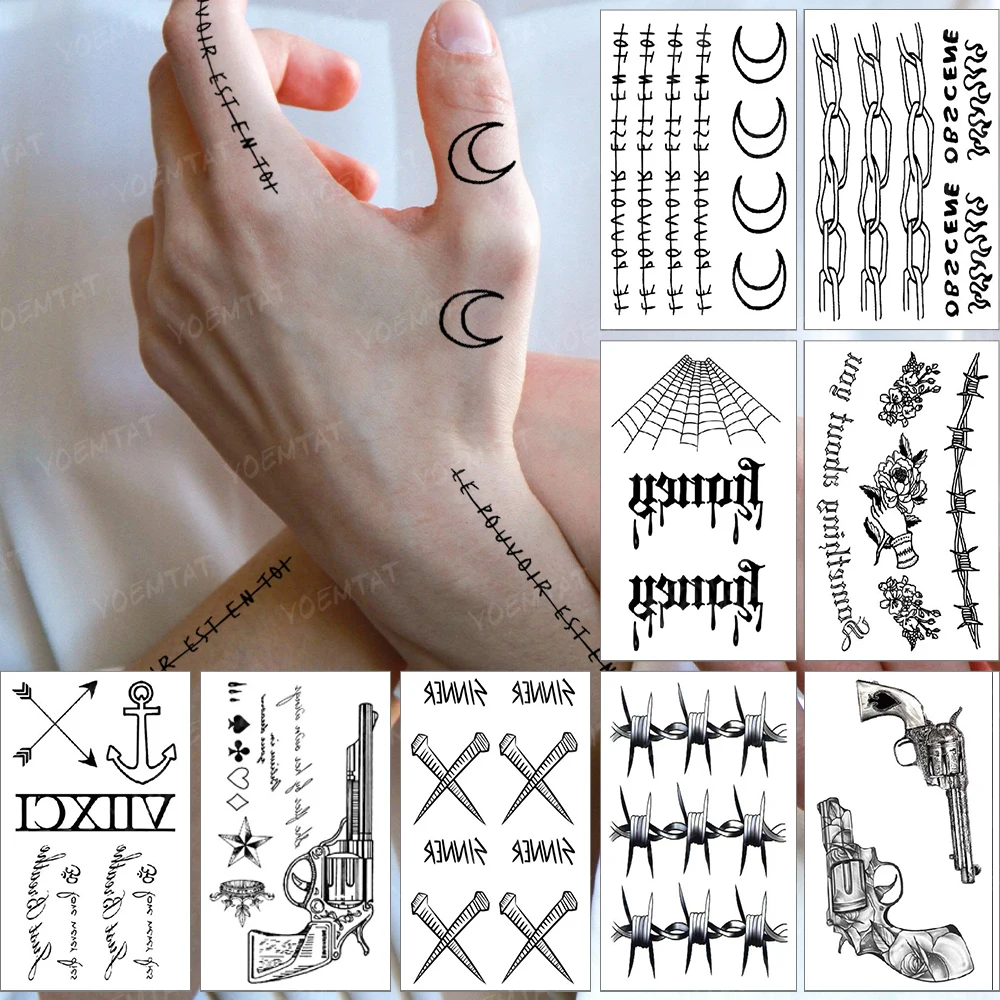 

Waterproof Temporary Tattoo Sticker Small French The Power Is In You Flash Tatoo Moon Wrist Fake Tatto For Body Art Women Men