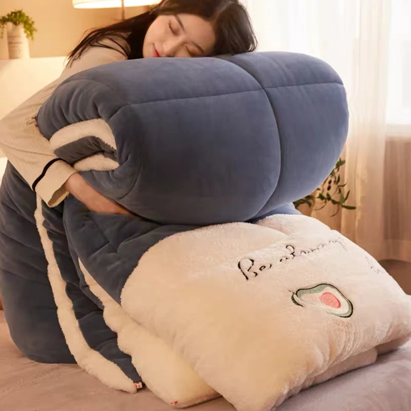 Кашемировое бархатное одеяло из ягненка теплое Толстое Зимнее шерстяное