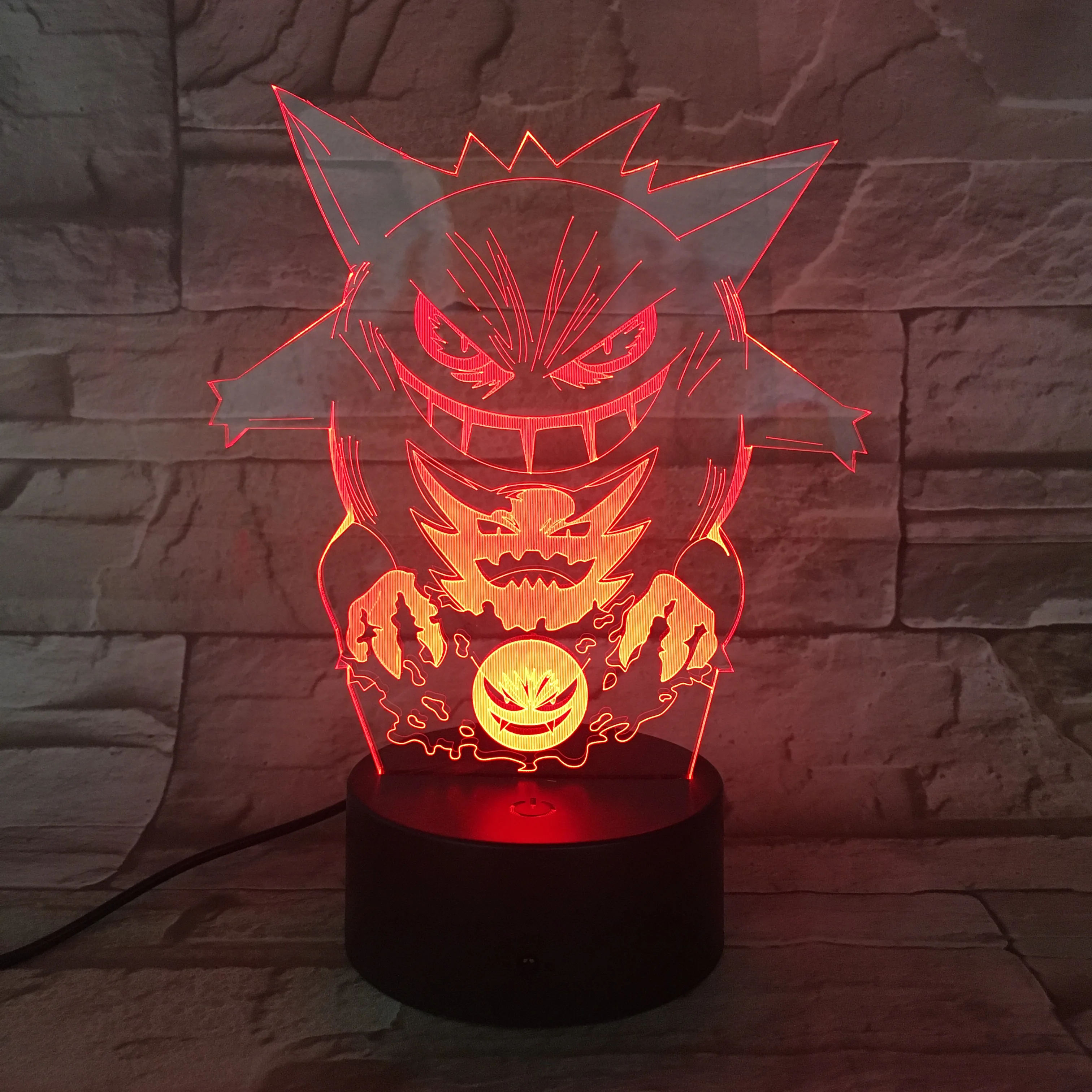 Покемон умбреон Mewtwo Gengar 7 цветов 3D лампа визуальный светодиодный ночник для детей