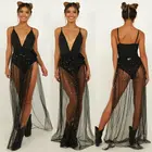 Блестящая женская накидка на бикини с блестками, женская прозрачная сетчатая Макси-юбка с эластичной талией, летняя пляжная одежда для купания