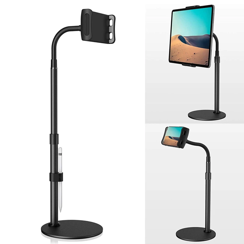 

Tablet Stand Height Adjustable Gooseneck Tablet Holder 360 Swivel Rotation with Pen/Cable Hoder Function