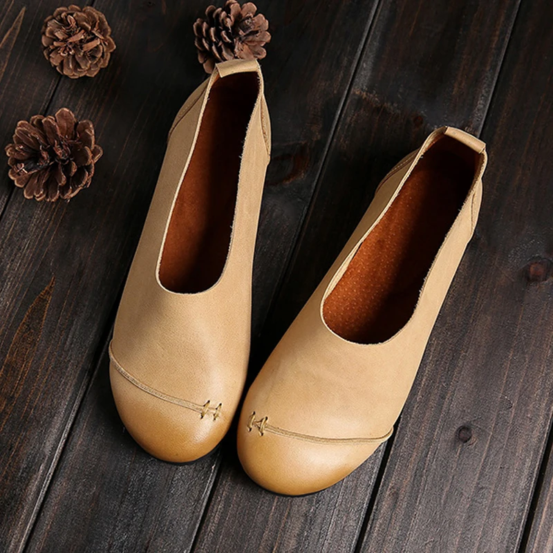 Женские кожаные туфли Careaymade в ретро-стиле на плоской подошве японском стиле |