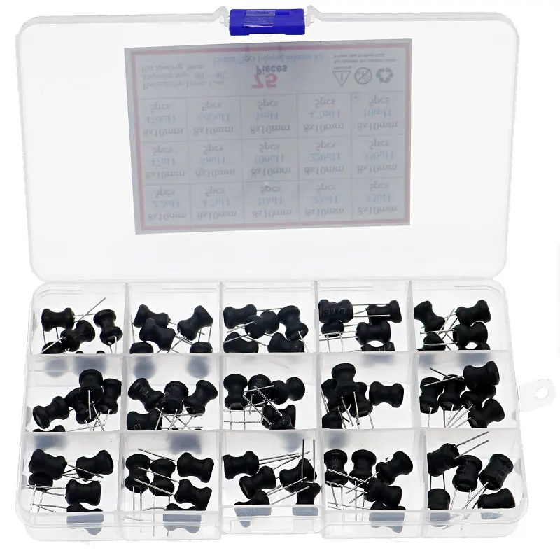 75 шт./кор. 8x10 мм Цилиндрический Мощность индуктор комплект 2.2UH 4.7UH 10UH 22UH 33UH 47UH 68UH 100UH