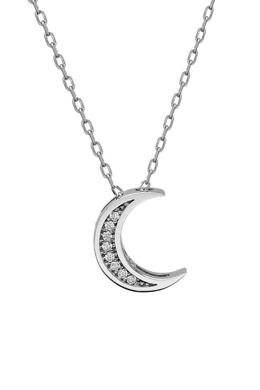 

Certified Swarovski Cubic Zirconia Crescent 925 Silver Necklace