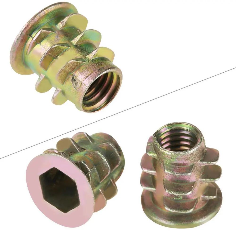 

Nuts Heating Molding Copper Thread Inserts Threaded Inserts Nuts M5 Hex Socket Zinc Alloy Internal Threads 10mm Length 50PCS