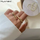 HUANZHI, новинка 2020 года, модное Двухслойное металлическое кольцо на два пальца в стиле ретро, стразы в форме сердца, для женщин, для девочек, ювелирные изделия, подарки