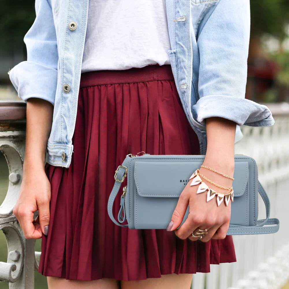 

Vintage Ladies Small Handbag Purse Casual Women Pure Color Multi-Layers Wallet Card Holder Shoulder Messenger Bags