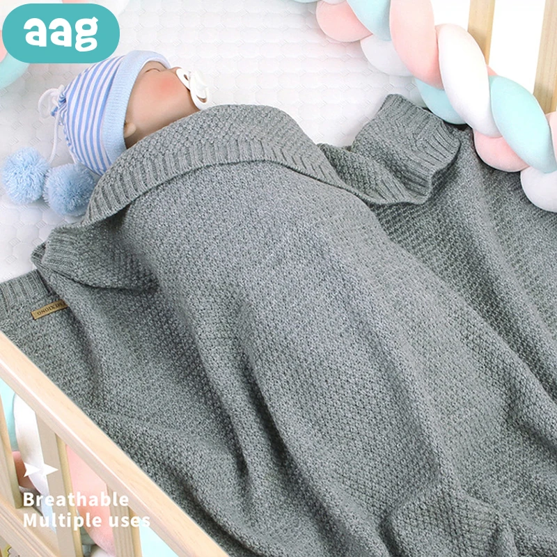 AAG однотонное детское одеяло вязаный новорожденный конверт для разгрузки одеяла