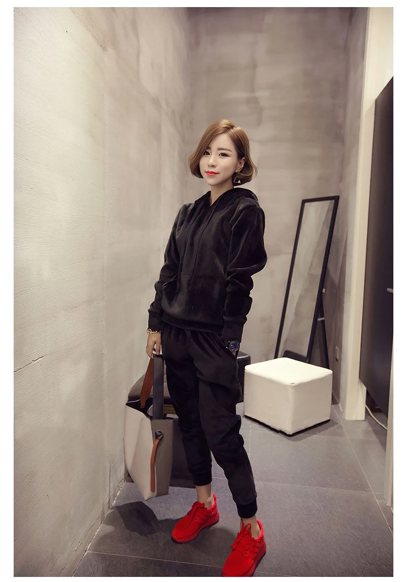 Толстовка с капюшоном комплект осенне-зимней толстовки золотым бархатным