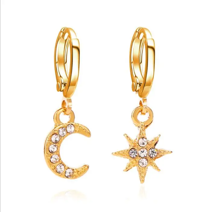 1 Punk Charm Jewelry Metal Ring Earrings Hanging Exaggerated Cross Pendant Earrings for Women Party Jewelry Earrings - Окраска металла: 1