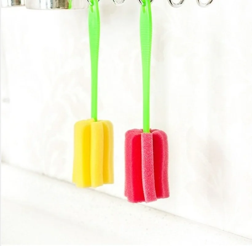 1 ШТ. Длинная ручка Губка Щетка бутылки Кубок Стеклянные Средства для мытья Кухня на.